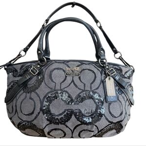 Coach Madison Op Art Sophia Sequin Metallic Satchel Shoulder Bag 15940